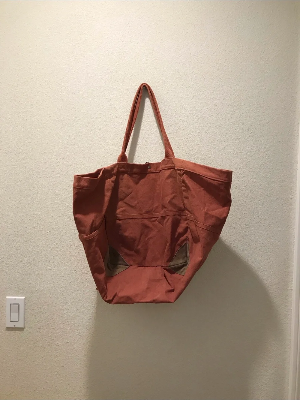 Free People Terracotta Canvas Tote with Suede Corner Accents